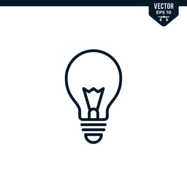 Özetlenmiş ya da çizgi biçiminde ampul simgesi koleksiyonu, düzenlenebilir vuruş vektörü