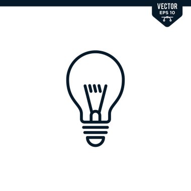 Özetlenmiş ya da çizgi biçiminde ampul simgesi koleksiyonu, düzenlenebilir vuruş vektörü