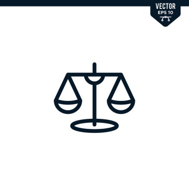 Çizilmiş ya da çizgi biçiminde adalet simgesi koleksiyonu ölçeklendirmesi, düzenlenebilir vuruş vektörü