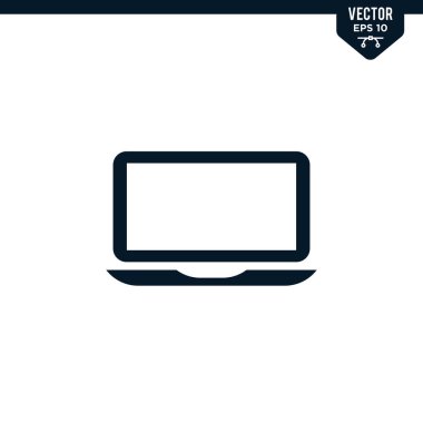 Dizüstü bilgisayar ya da dizüstü bilgisayar simgesi koleksiyonu, katı renk vektörü