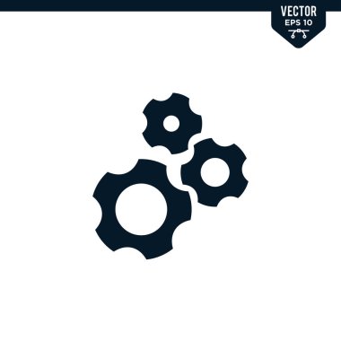 Kabartma biçiminde vites simgesi koleksiyonu, katı renk vektörü