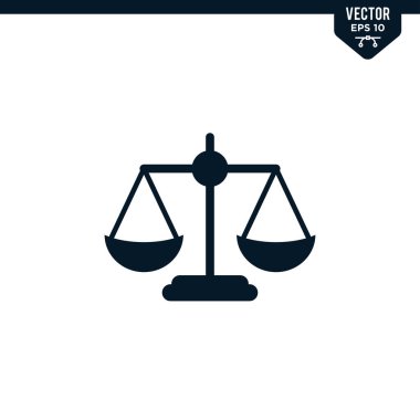 Adalet simgesi kolleksiyonunun kabartma biçimi, katı renk vektörü