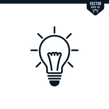 Kabartma biçiminde ampul simgesi koleksiyonu, katı renk vektörü