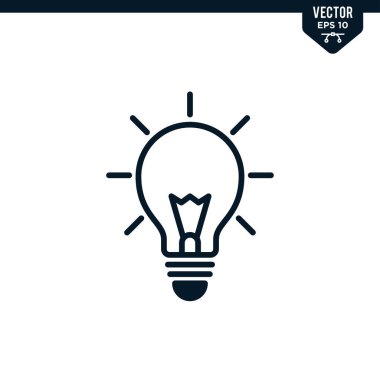 Kabartma biçiminde ampul simgesi koleksiyonu, katı renk vektörü