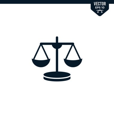 Adalet simgesi kolleksiyonunun kabartma biçimi, katı renk vektörü