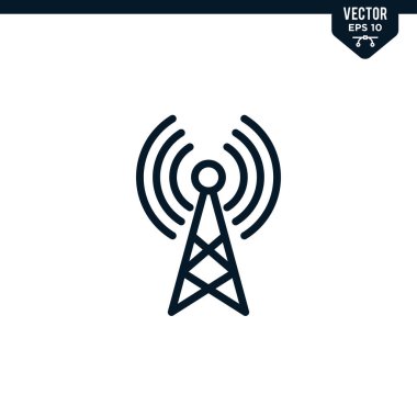 Kabartma biçiminde anten simgesi koleksiyonu, katı renk vektörü