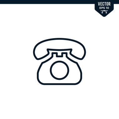 Ana hatları çizilmiş ya da satır sanatı biçiminde klasik Telefon simgesi koleksiyonu, düzenlenebilir vuruş vektörü