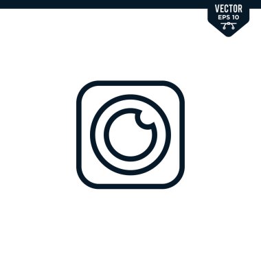 Kamera simgesi koleksiyonu çizilmiş veya satır sanatı biçimi, düzenlenebilir vuruş vektörü