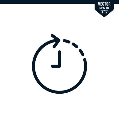 Çizilmiş ya da satır sanatı biçiminde saat simgesi koleksiyonu, düzenlenebilir vuruş vektörü