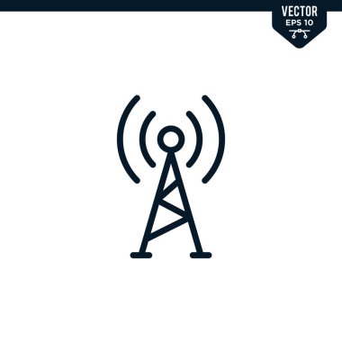 Kabartma biçiminde anten simgesi koleksiyonu, katı renk vektörü