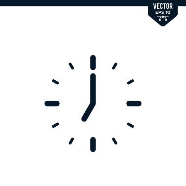 Çizilmiş ya da satır sanatı biçiminde saat simgesi koleksiyonu, düzenlenebilir vuruş vektörü