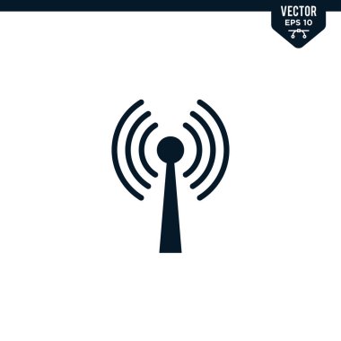 Kabartma biçiminde anten simgesi koleksiyonu, katı renk vektörü