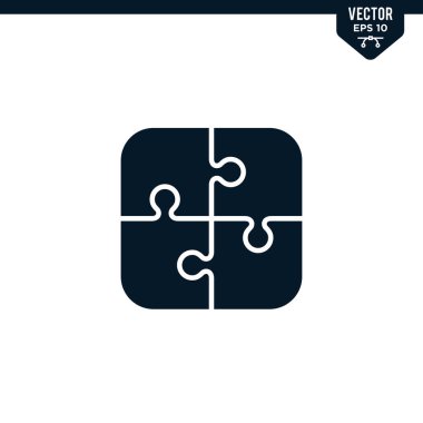 Kabartma biçiminde bulmaca simgesi koleksiyonu, katı renk vektörü