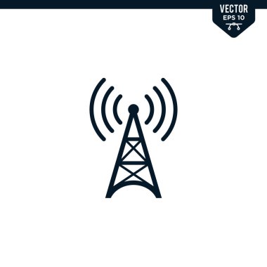 Kabartma biçiminde anten simgesi koleksiyonu, katı renk vektörü