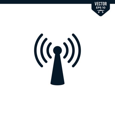 Kabartma biçiminde anten simgesi koleksiyonu, katı renk vektörü