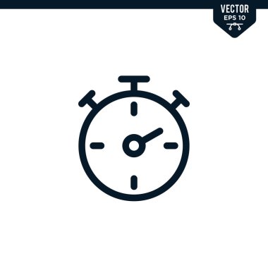 Çizilmiş ya da çizgi biçiminde kronometre simgesi koleksiyonu, düzenlenebilir vuruş vektörü