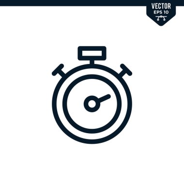 Çizilmiş ya da çizgi biçiminde kronometre simgesi koleksiyonu, düzenlenebilir vuruş vektörü