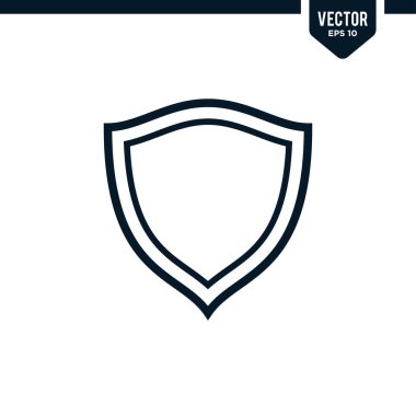 Çizilmiş ya da çizgi biçiminde kalkan simgesi koleksiyonu, düzenlenebilir vuruş vektörü