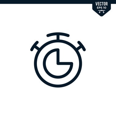 Çizilmiş ya da çizgi biçiminde kronometre simgesi koleksiyonu, düzenlenebilir vuruş vektörü