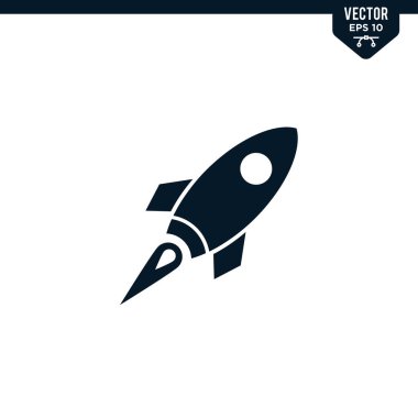 Kabartma biçiminde roket simgesi koleksiyonu, katı renk vektörü