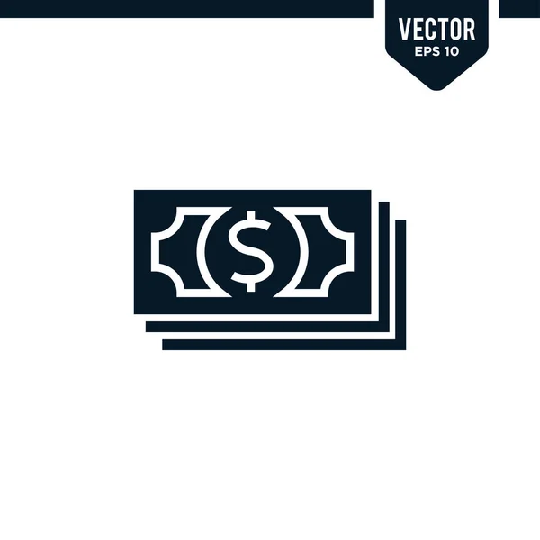 Geld Pictogram Collectie Glyph Platte Stijl — Stockvector