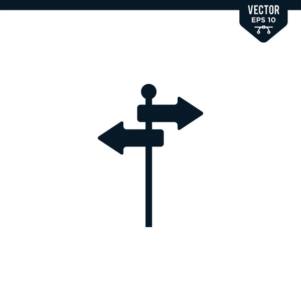 Signpost Coleção Ícones Estilo Glifo Vetor Cor Sólida — Vetor de Stock