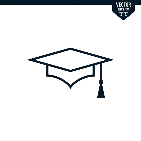 Sbírka Ikon Graduation Cap Stylu Glyfu Barevný Vektor — Stockový vektor