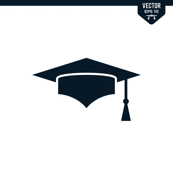 Sbírka Ikon Graduation Cap Stylu Glyfu Barevný Vektor — Stockový vektor