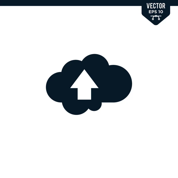 Cloud Upload Symbolsammlung Glyphen Stil Einfarbiger Vektor — Stockvektor
