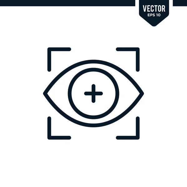 Silmien Havaitseminen Tai Silmien Tunnistaminen Joka Liittyy Biometriikan Skannauskuvakekokoelmaan Hahmoteltuun — vektorikuva