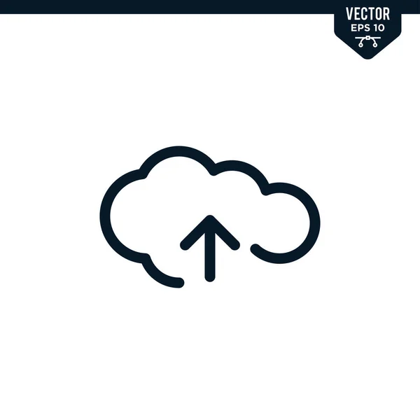 Cloud Upload Icon Collection Outlined Line Art Style Editable Stroke — Stock Vector