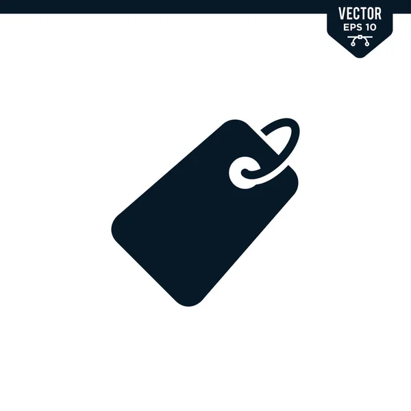 Preço Tag Icon Collection Glyph Style Vector Cor Sólida — Vetor de Stock