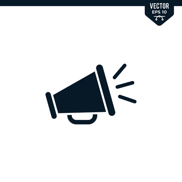 Megaphone Icon Collection Glyph Style Solid Color Vector — 스톡 벡터