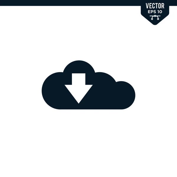 Cloud Icon Sammlung Glyphen Stil Herunterladen Einfarbiger Vektor — Stockvektor