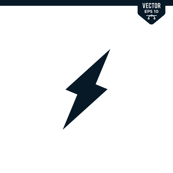 Lightning Icon Collection Glyphen Stil Einfarbiger Vektor — Stockvektor