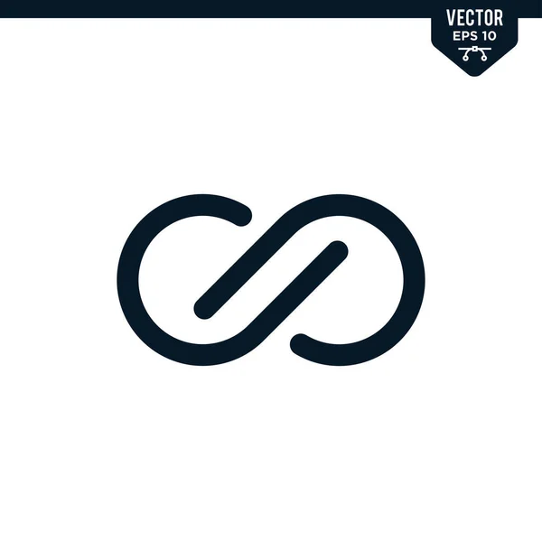 Infinity Symbolsammlung Glyphen Stil Einfarbiger Vektor — Stockvektor