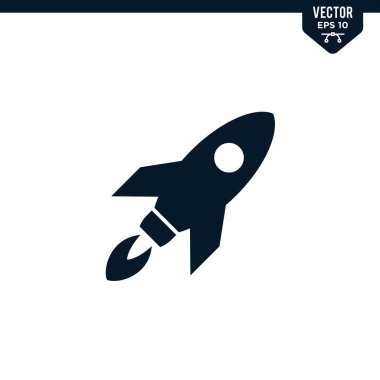 Kabartma biçiminde roket simgesi koleksiyonu, katı renk vektörü