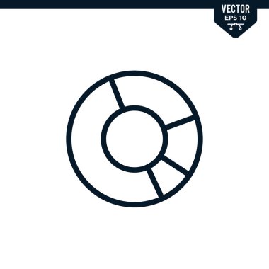 Çizilmiş ya da çizgi biçiminde pasta grafik simgesi koleksiyonu, düzenlenebilir vuruş vektörü