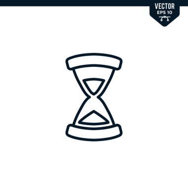 Çizilmiş ya da çizgi biçiminde kum saati simgesi koleksiyonu, düzenlenebilir vuruş vektörü