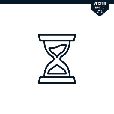 Çizilmiş ya da çizgi biçiminde kum saati simgesi koleksiyonu, düzenlenebilir vuruş vektörü