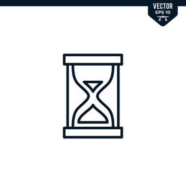 Çizilmiş ya da çizgi biçiminde kum saati simgesi koleksiyonu, düzenlenebilir vuruş vektörü