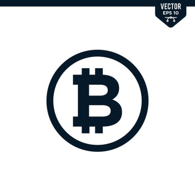 Kabartma biçiminde Bitcoin simgesi koleksiyonu, katı renk vektörü