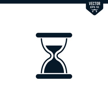 Kum saati simgesi koleksiyonu kabartma biçimi, katı renk vektörü