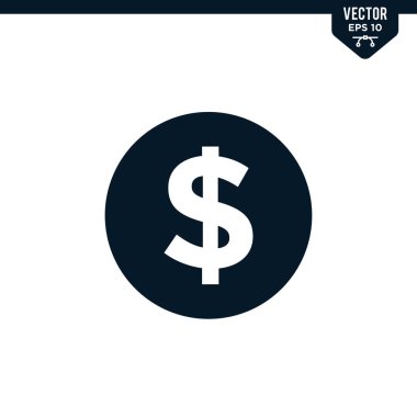 Dolarlık simge koleksiyonu kabartma biçimi, katı renk vektörü