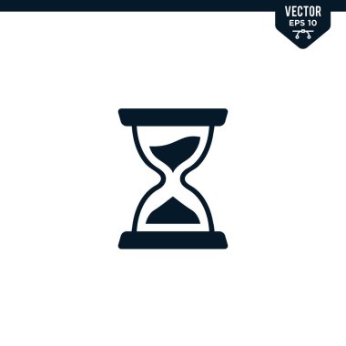 Kum saati simgesi koleksiyonu kabartma biçimi, katı renk vektörü