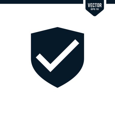 Kalkan simgesi işaretli, koruma simgesi kolleksiyonu ile ilgili, kabartma biçimi, katı renk vektörü