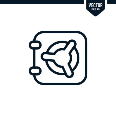 Güvenli kiralık kasa simgesi koleksiyonu çizilmiş veya satır sanatı biçimi, düzenlenebilir vuruş vektörü