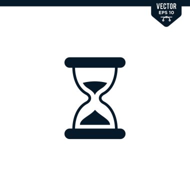 Kum saati simgesi koleksiyonu kabartma biçimi, katı renk vektörü