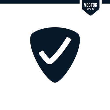 Kalkan simgesi işaretli, koruma simgesi kolleksiyonu ile ilgili, kabartma biçimi, katı renk vektörü