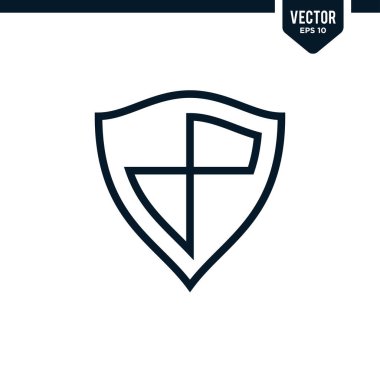 Çizilmiş ya da çizgi biçiminde kalkan simgesi koleksiyonu, düzenlenebilir vuruş vektörü